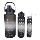 Kit 3 Garrafa 2000ml Água squeeze Antivazamento Lembretes alça suporte celular Academia