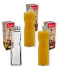 Kit 3 Garrafas De Vidro Euro Home Quadrada H2o C/tampa Inox 1 Litro