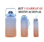 Kit 3 Garrafas Frases Motivacionais Colorida Academia Treino