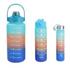 Kit 3 Garrafas Squeeze Motivacionais - Sortidas 2L/800ml/300ml