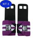 Kit 3 Grip Com Munhequeira Roxo Com Branco M