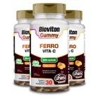 Kit 3 Gummy Ferro + Vitamina C Sabor Laranja Unilife 30 Gomas