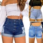 Kit 3 Hot Pants Cintura Alta Jeans Feminino Barra Dobrada