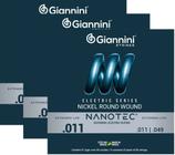 Kit 3 Jogos Cordas Guitarra Giannini Nanotec GEEGST11PN - Giannini S/A