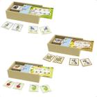 Kit 3 Jogos da Memória Animais Frutas Fazenda 90 Peças 4x4cm Educativo Alfabetização Madeira Junges