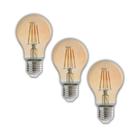 Kit 3 Lampada LED Retro A60 Bulbo Pera 4W Luz Ambar 2200K Base E27 Bivolt Avant