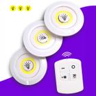 Kit 3 Lampada Luminaria Led Spot Sem Fio Controle Remoto