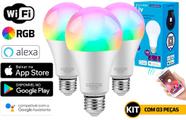 Kit 3 Lampadas Inteligente Smart Wifi Google Alexa Colorida