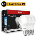 Kit 3 Lâmpadas Led Bulbo 7W 560lm 6500K E27 Econômica Luz Branca Avant