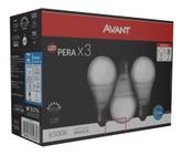 Kit 3 Lâmpadas Led Pera E27 7W 6500K Avant Bivolt - Branca