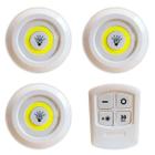 Kit 3 Lâmpadas Luminárias Led Spot S/ Fio Controle Remoto