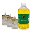 Kit 3 Lamparina Sonhos Dourados + 500 ml Fluido Citronela