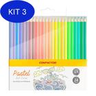 Kit 3 Lápis De Cor Compactor Art Color Pastel Com 24 Cores