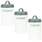 Kit 3 Latas Potes De Metal Minimalista Café Açúcar Biscoito