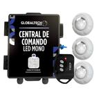 Kit 3 Led Piscina Monocromático 9W + Central + Controle - Luxpool