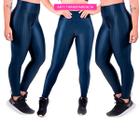 Kit 3 Legging 3D Azul Cirre Suplex Poliamida Gomax Fitness