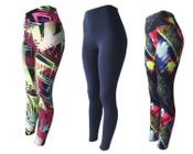 KIT 3 Legging Plus Size Fitness Suplex Lisa ou Estampada - LegBrasil