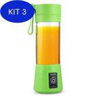 Kit 3 Liquidificador Portátil Juice Cup USB 6 Lâminas Verde