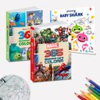 Kit 3 Livros Para Pintar Colorir Desenhar Disney Pixar Marvel Babyshark Diversão 365 Desenhos