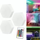 Kit 3 Luminária de Led Hexagonal Kit C/ 3 Spot Rgb Controle Remoto - ZEM