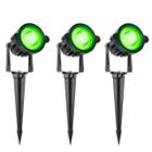 Kit 3 Luminária Espeto De Jardim Luz Verde 7w Bivolt Led Ip65 Prova DÁgua Refletor Luz Verde Para Jardim 1 Ano Garantia