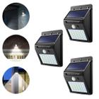 Kit 3 Luminária Lâmpada Arandela Solar 30 Leds 6W Com Sensor De Presença Movimento Sem Fio Externa Luz Branco Frio