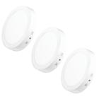 Kit 3 Luminária Led Sobrepor 24w Redondo 30x30 Branco Frio de Alumínio Branco Moderno Para Decorar Sua Casa