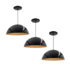 Kit 3 Luminária Pendente Meia Lua 50cm Interior Cobre Com Fiação 110/220v