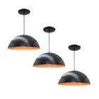 Kit 3 Luminária Pendente Meia Lua 50cm Interior Laranja Com Fiação 110/220v - Luminárias Navarro