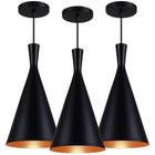 Kit 3 Luminária Tom Dixon Funil Preto Com Cobre RRJV