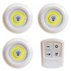 Kit 3 Luminárias Led Spot Portáteis Sem Fio + Controle Remoto