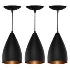 Kit 3 Luminarias Pendente Bala - Preto Fosco / Bronze