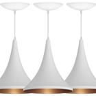 Kit 3 Luminarias Pendente Colibri - Branco Fosco / Bronze