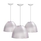 Kit 3 Luminárias Prismática Para Galpão Pavilhão Industrial 16 Pol 40cm Cabo 3M