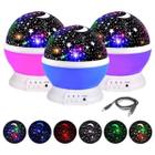 Kit 3 Luminárias Projetor Estrela 360º Galaxy Abajur Mesa Infantil - Laves