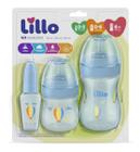 Kit 3 mamadeira lillo bico super silicone macil azul 0-6 6+ m