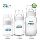 Kit 3 Mamadeira transparente Clássica Anticólic 125/260/330ml - Philips Avent