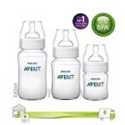 Kit 3 Mamadeiras Clássica Transparente Philips Avent - 125ml, 260ml e 330ml SCD809/41