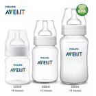 Kit 3 Mamadeiras Philips Avent Classic 125 / 260 / 330ml de 0 a 6 Meses Transparente