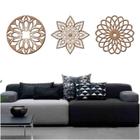 Kit 3 Mandalas Decorativas Mdf 30X30 Vazado Preto Modelo 1