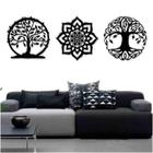 Kit 3 Mandalas Decorativas Mdf 40X40 Vazado Marrom Modelo 1