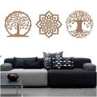 Kit 3 Mandalas Decorativas Mdf 40X40 Vazado Preto Modelo 2