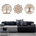 Kit 3 Mandalas Decorativas Mdf 60X60 Vazado Marrom Modelo 2