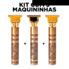 Kit 3 Maquinas Cabelo Dragao Maquininhas Dourada Aparadores