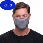 Kit 3 Máscara Knit Fiber De Proteção Reutilizável Cinza G