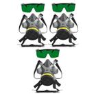 Kit 3 Máscara Respiratória Proteção e Óculos de Segurança Alça Ajustável EPI