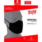 Kit 3 Máscaras trifil em poliamida reutilizável preta