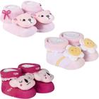 Kit 3 Meias Pantufa Bebê Recém Nascido Menina