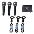 Kit 3 Microfones Soundvoice Sm58Lc+ Preto + 3 Cabos Xlr 5M