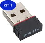 Kit 3 Mini Adaptador Wireless Usb 2.4Ghz Wifi 600Mbps Nano S/ Fio